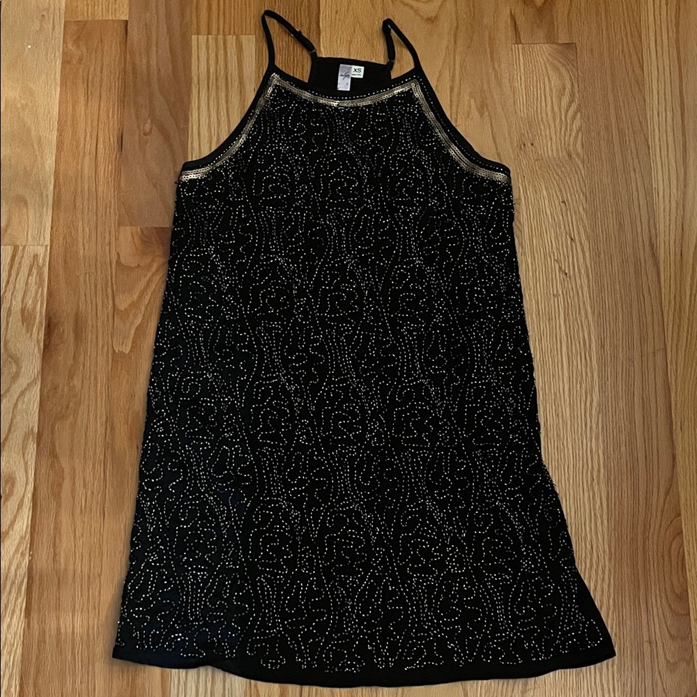 Alya Classic Black sequined dress strappy halter top